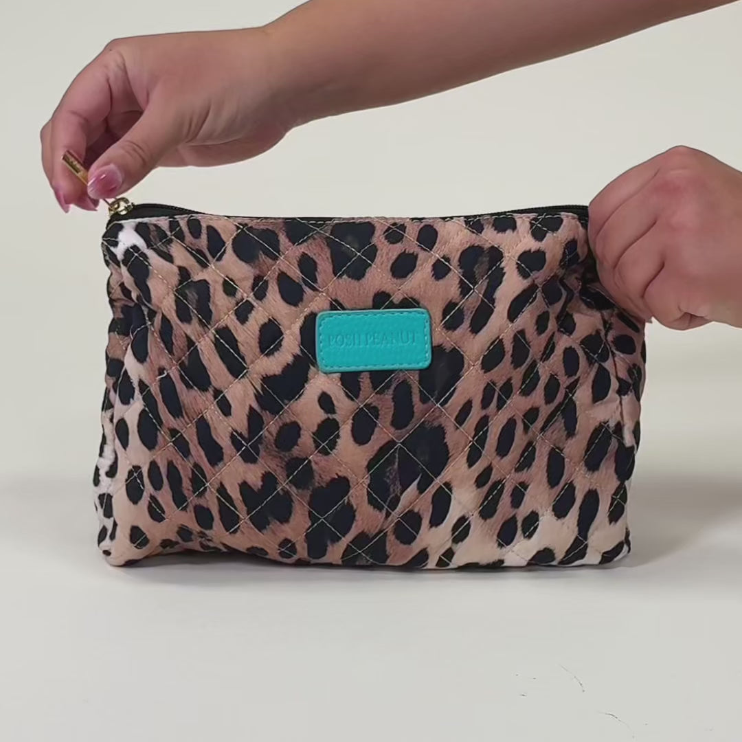 Loretta Leopard Quilted Toiletry Bag