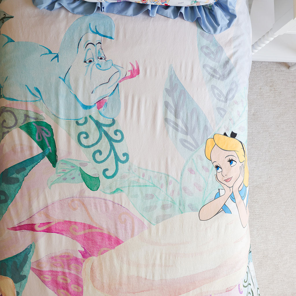 Disney Adventures in Wonderland Reversible Ruffled Duvet Cover